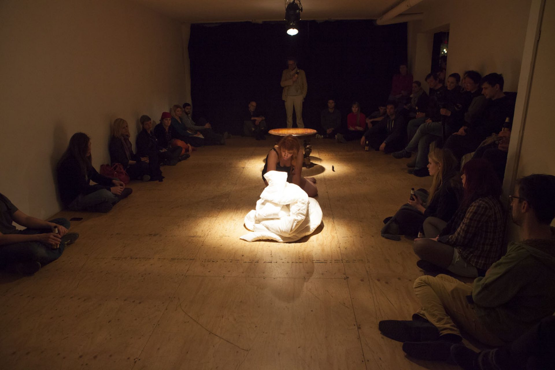 Woman with Lipstick and Blanket