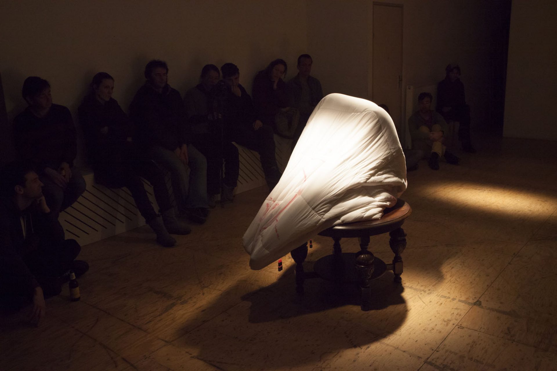 Woman with Lipstick and Blanket